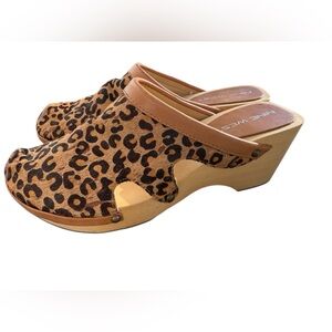 Nine West Calf Hair Animal Print Slip On Clog Size 8